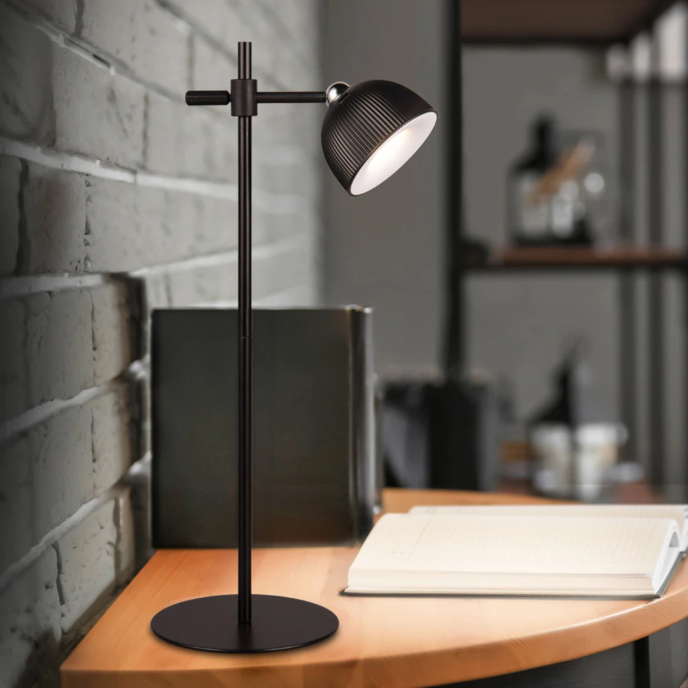 Lampe de table LED sur batterie Maxima, noir, hauteur 41 cm, plastique