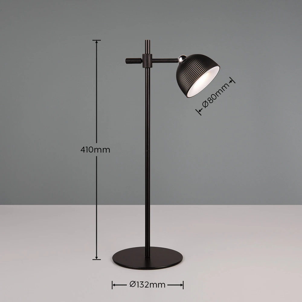 Lampe de table LED sur batterie Maxima, noir, hauteur 41 cm, plastique
