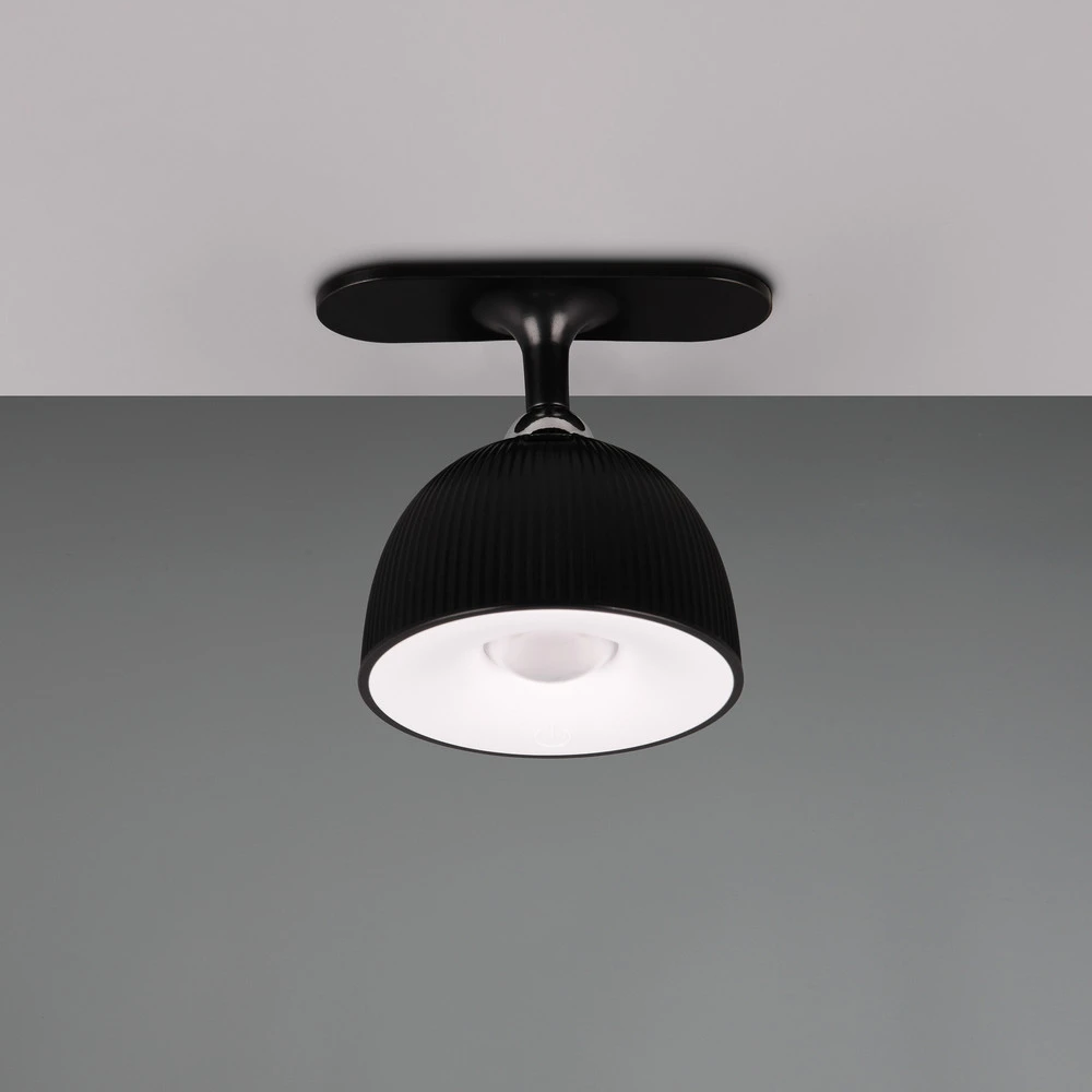 Lampe de table LED sur batterie Maxima, noir, hauteur 41 cm, plastique