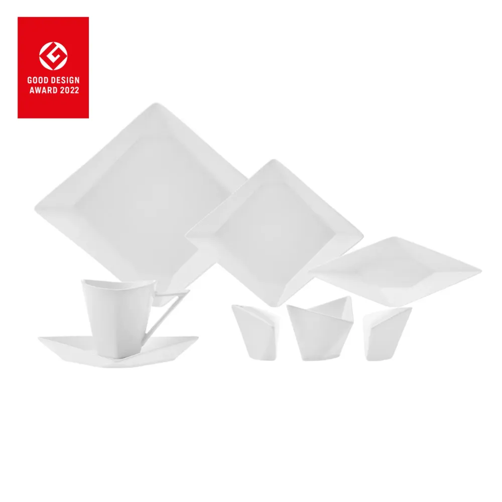 Service Modeste Déjeuner Karaca Origami pour 6 personnes, 26 pièces, porcelaine, carré