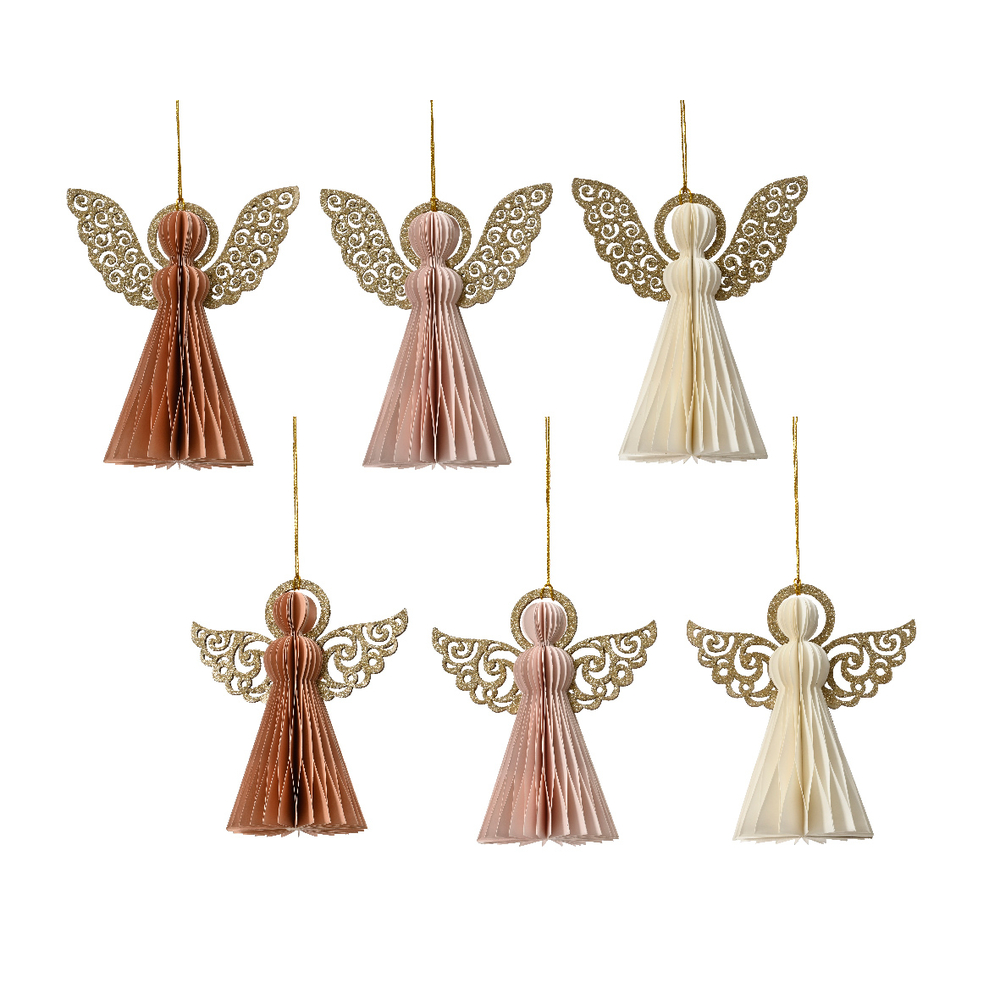 Suspension ange papier ailes paillettes
