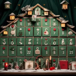 Toile de Fond de Calendrier de l'Avent avec Décor Rustique de Noël RR8-226