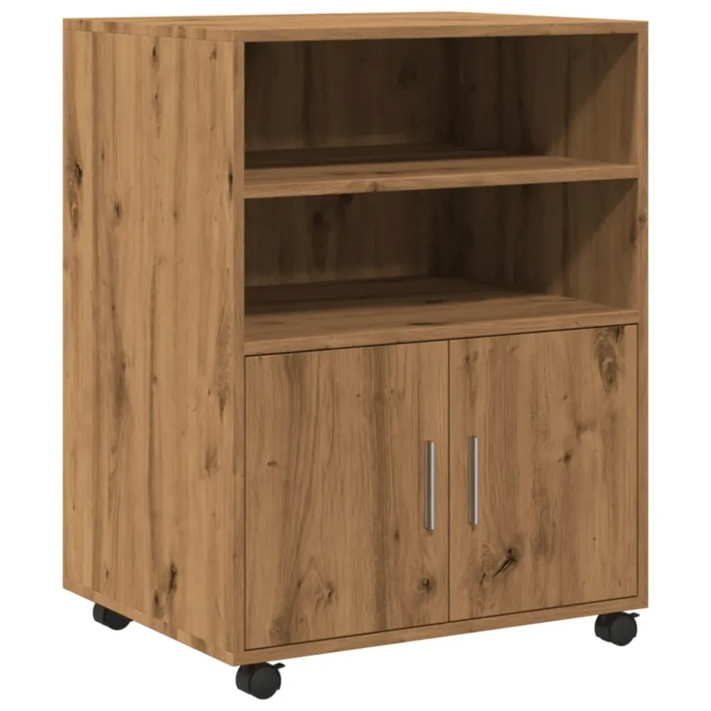Archivage Premium Meuble de bureau sur roulettes armoire de rangement 60 x 48 x 81 cm bois ingénierie couleur chêne DEC024491