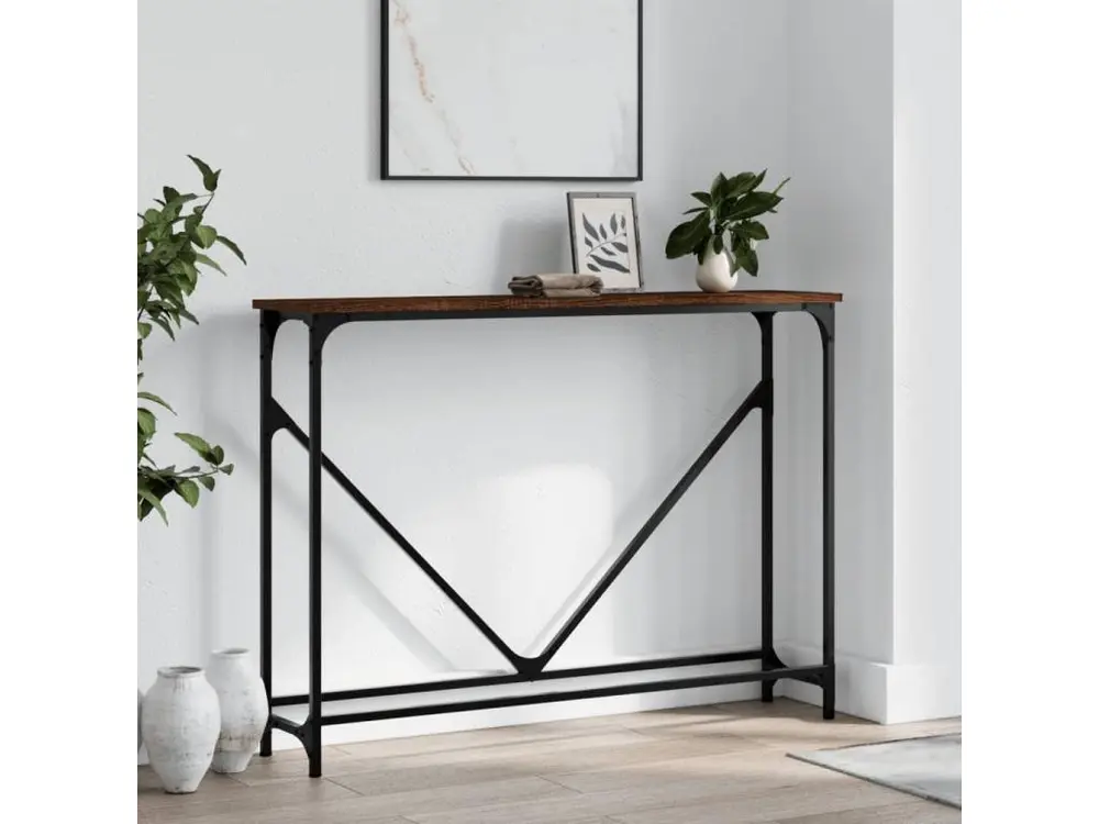 Archivage Premium Table console chêne marron 102x22,5x75 cm bois d'ingénierie