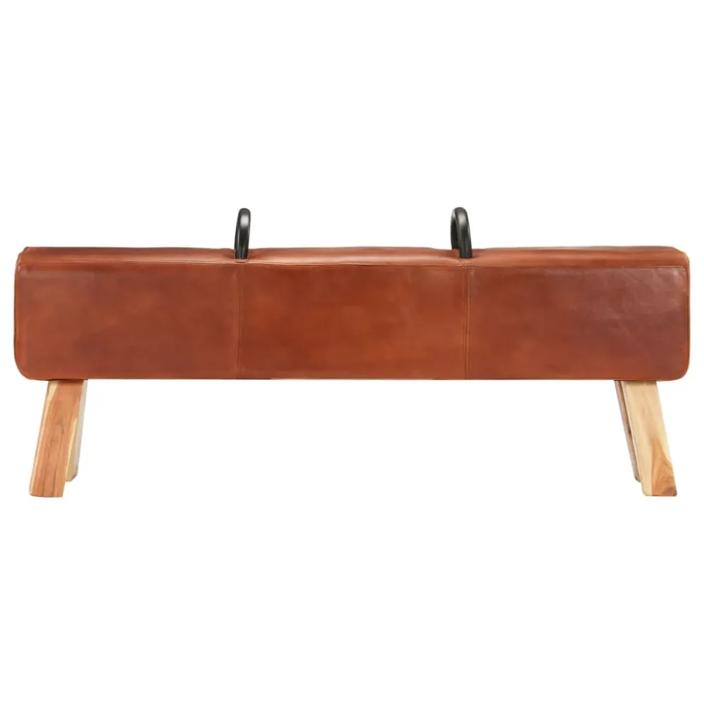 Banc banquette cheval d'arçon 135 x 25 x 55 cm synthétique véritable de chèvre marron 02_0010829 Compatible avec Classeur A4