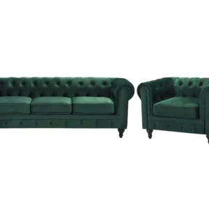 Bankenset fluweel groen CHESTERFIELD