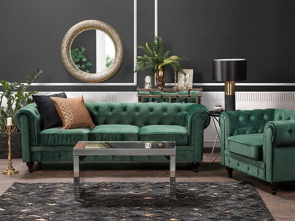 Bankenset fluweel groen CHESTERFIELD