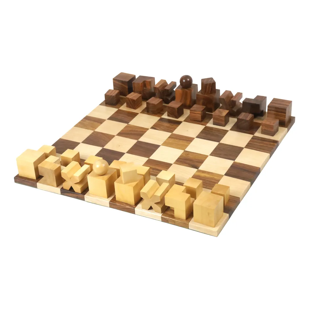 Carnet de reçus Jeu d'échecs Bauhaus Combo 1923 - Pièces en bois de rose doré + échiquier - Liquidation d'entrepôt - Expéd...