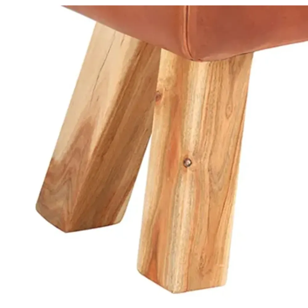 Certifié Conformité RGPD Banc banquette cheval d'arçon 135 x 25 x 55 cm synthétique véritable de chèvre marron 02_0010829