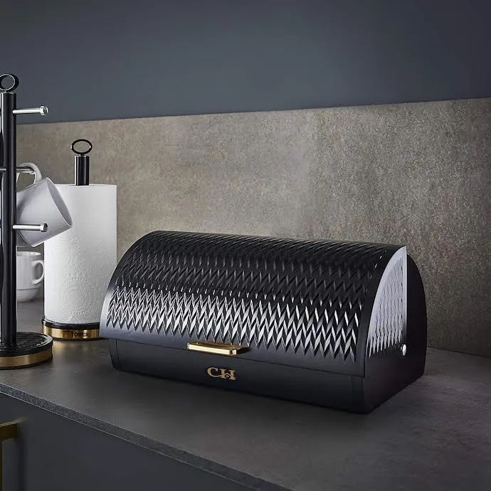 Enveloppes de paie CH Waves Design Rolltop Bread Bin Noir jais
