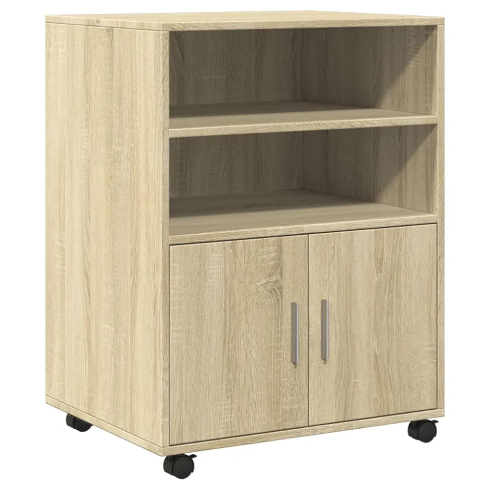 Meuble de bureau sur roulettes armoire de rangement 60 x 48 x 81 cm bois d'ingénierie couleur chêne DEC024494 pour la Gest...