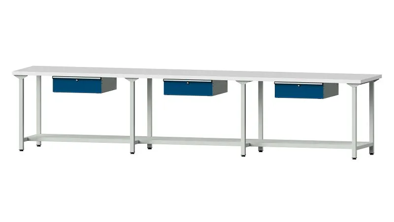 Bancs de travail ANKE table de travail exemple 203 4050 x 800 x 890 mm RAL 7035/5010 KSP 40 mm 401.537 acquérir à bas prix...