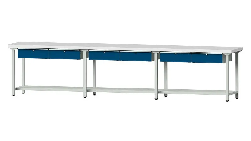 Bancs de travail ANKE table de travail exemple 105 4050 x 700 x 900 mm RAL 7035/5010 KSP 50 mm 400.523 choisir à bas prix