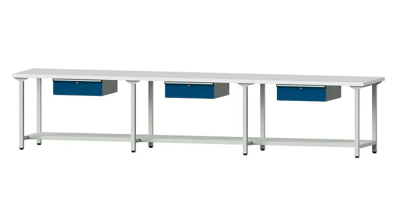 Bancs de travail ANKE table de travail exemple 203 4050 x 800 x 840 mm RAL 7035/5010 KSP 40 mm 401.536 acquérir à bas prix...
