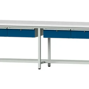 Bancs de travail ANKE table de travail exemple 195 2800 x 800 x 890 mm RAL 7035/5010 KSP 40 mm 401.485 se fournir à bas pr...