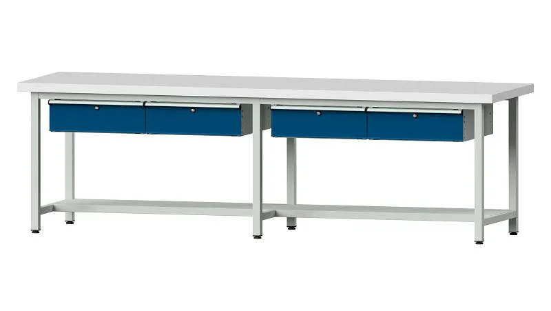 Bancs de travail ANKE table de travail exemple 195 2800 x 800 x 850 mm RAL 7035/5010 KSP 50 mm 401.486 se procurer à bas prix