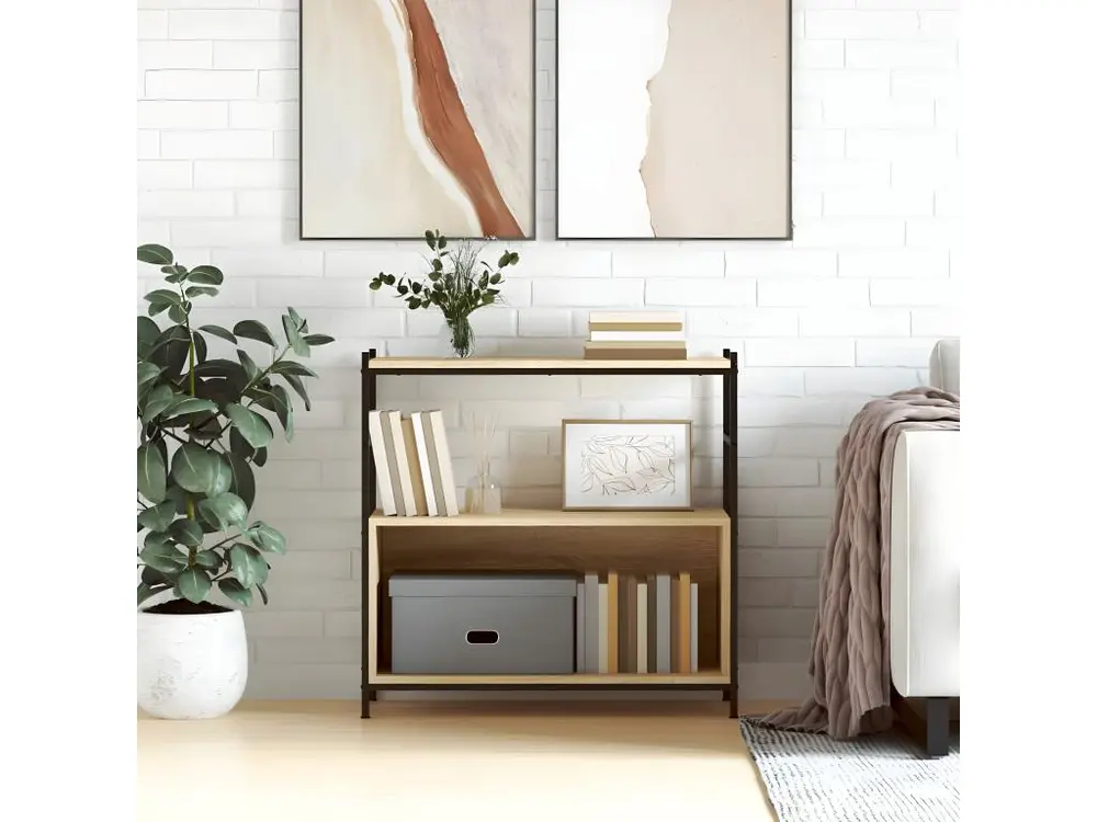 Bibliothèque chêne sonoma 80x30x78,5cm bois d'ingénierie et fer - 24 pièces
