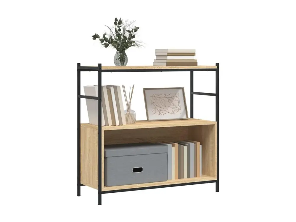 Bibliothèque chêne sonoma 80x30x78,5cm bois d'ingénierie et fer - 24 pièces
