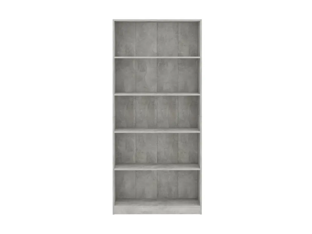 Bibliothèque à 5 niveaux Gris béton 80x24x175 cm Aggloméré - Haute Qualité