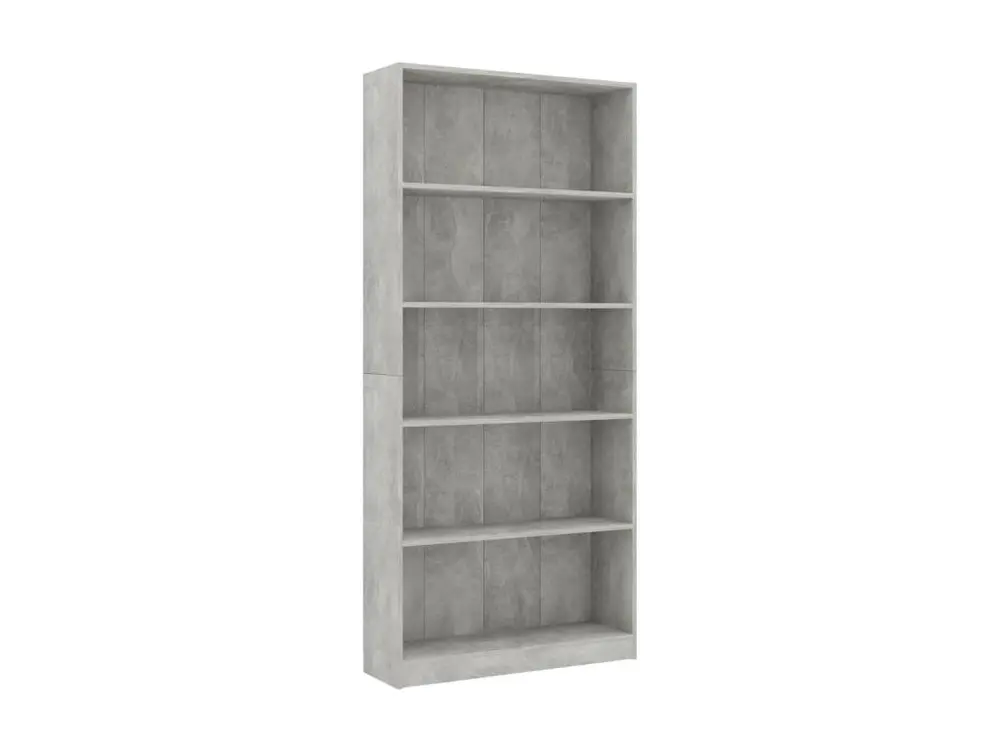 Bibliothèque à 5 niveaux Gris béton 80x24x175 cm Aggloméré - Haute Qualité