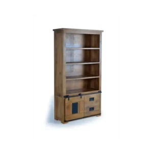 Bibliothèque 2 Tiroirs Bois, Fer Marron 100x40x185cm - Bois-Fer en Matériaux biodégradables