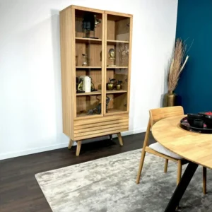 Bibliothèque vitrine en bois de chêne huilé COLOGNE pour Activités manuelles