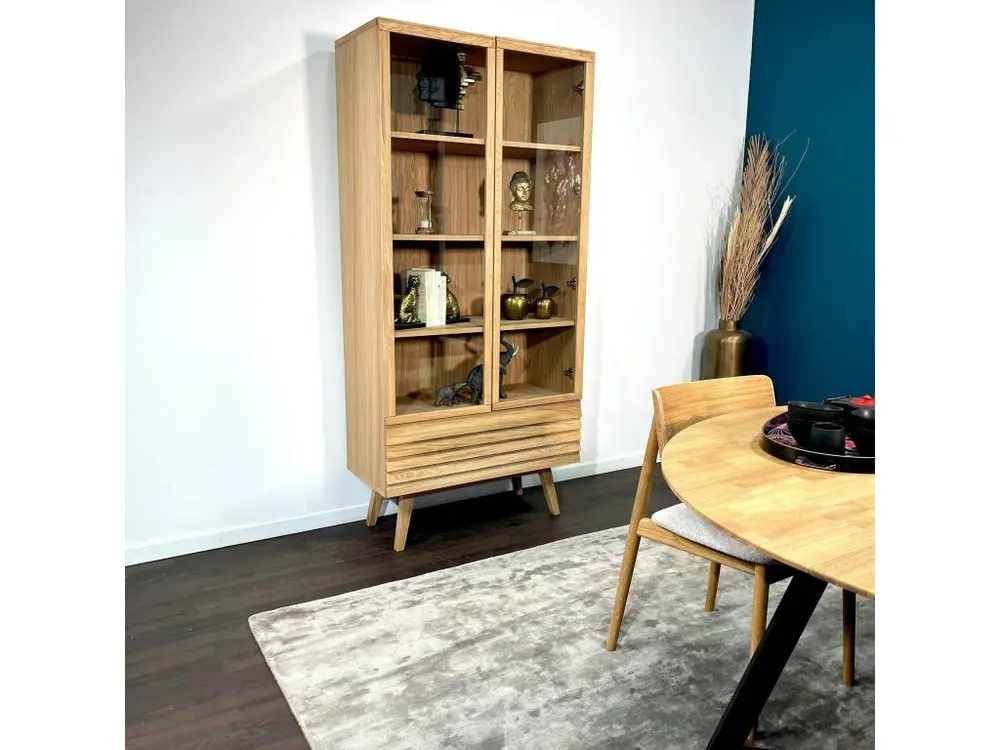 Bibliothèque vitrine en bois de chêne huilé COLOGNE pour Activités manuelles