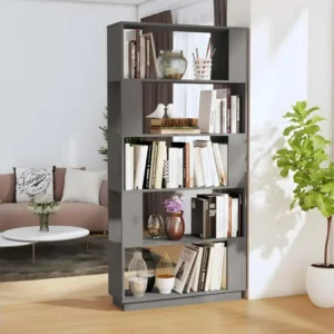 Bibliothèque/Séparateur de pièce Gris 80x25x163,5 cm Pin durable