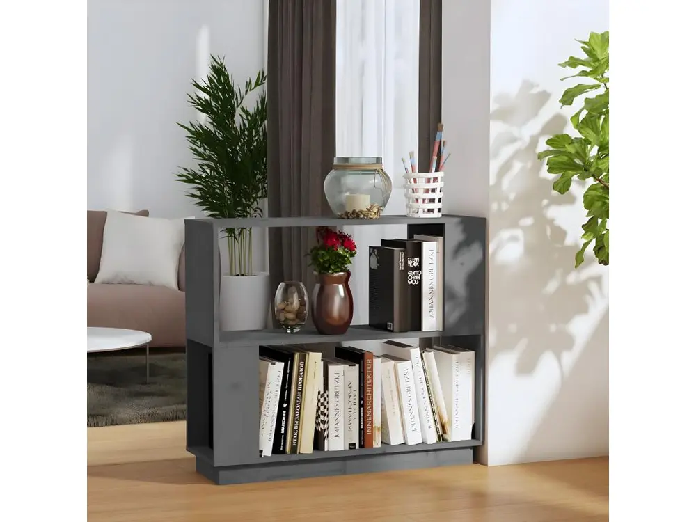 Bibliothèque/Séparateur de pièce Gris 80x25x70 cm Pin résistant