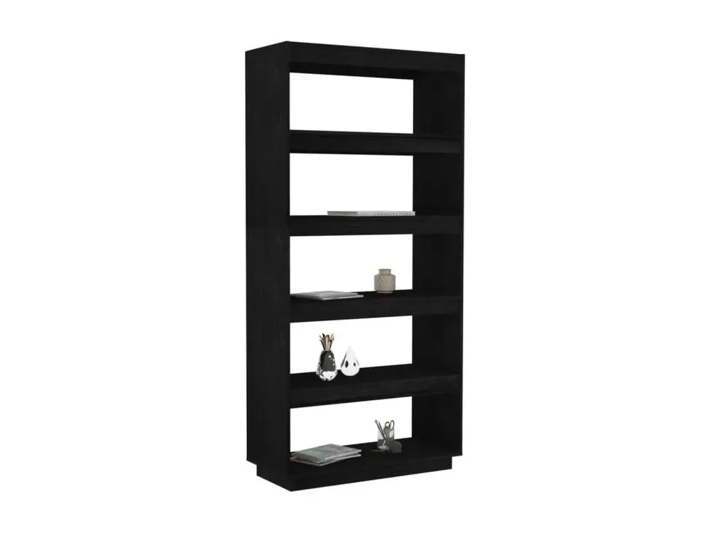 Bibliothèque/Séparateur de pièce Noir 80x35x167 cm Pin massif - 24 pièces
