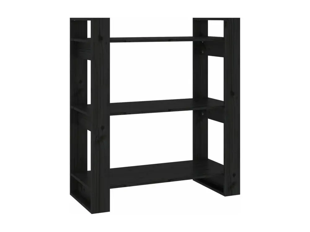 Bibliothèque/Séparateur de pièce Noir 80x35x91 cm Pin robuste - 24 pièces
