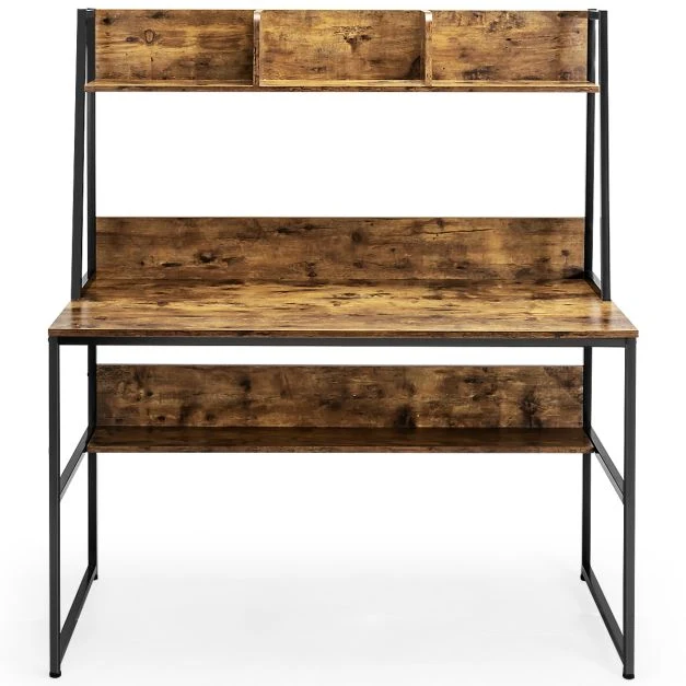 Bureau avec niche et bibliothèque table d'étude de 120 cm table de travail pour ordinateur léger et mobile peu encombrant...