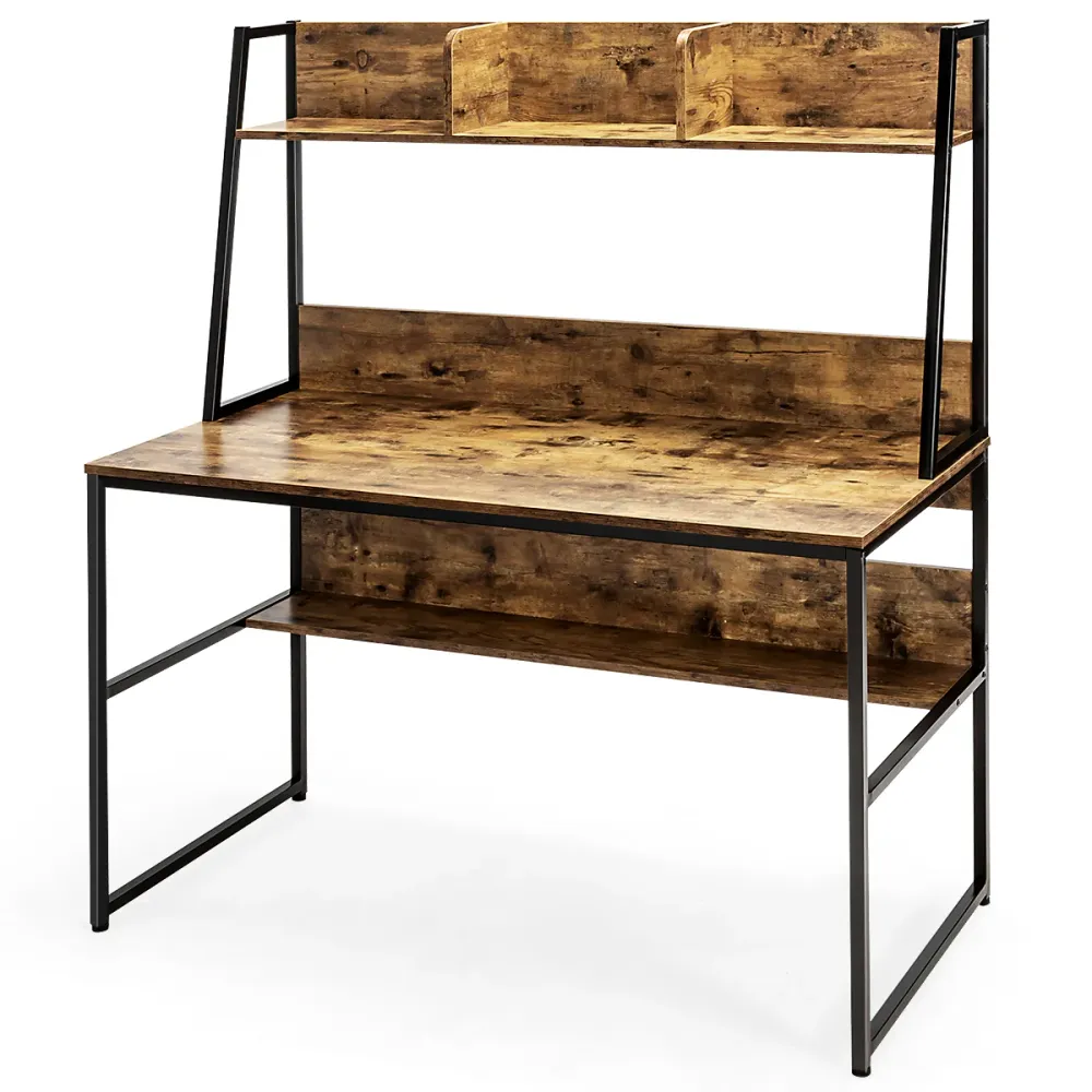 Bureau avec niche et bibliothèque table d'étude de 120 cm table de travail pour ordinateur léger et mobile peu encombrant...