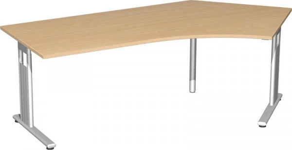 bureau geramöbel 135° droite réglable en hauteur base C flex 2166x1130x680-820 hêtre/argent S-617316-BS magasiner à bas pr...