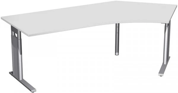 bureau geramöbel 135° réglable en hauteur à droite panneau pied C en option 2166x1130x680-820 gris évident/argent N-647316...
