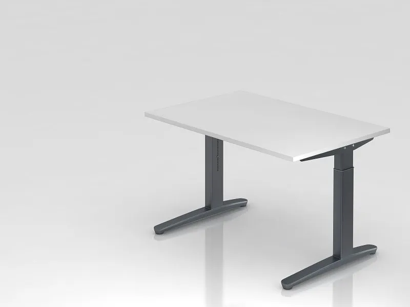 Bureau Hammerbacher pied C 120x80cm blanc/graphite forme rectangulaire VXB12/W/GG obtenir à bas prix | Lavable | Sans solvant