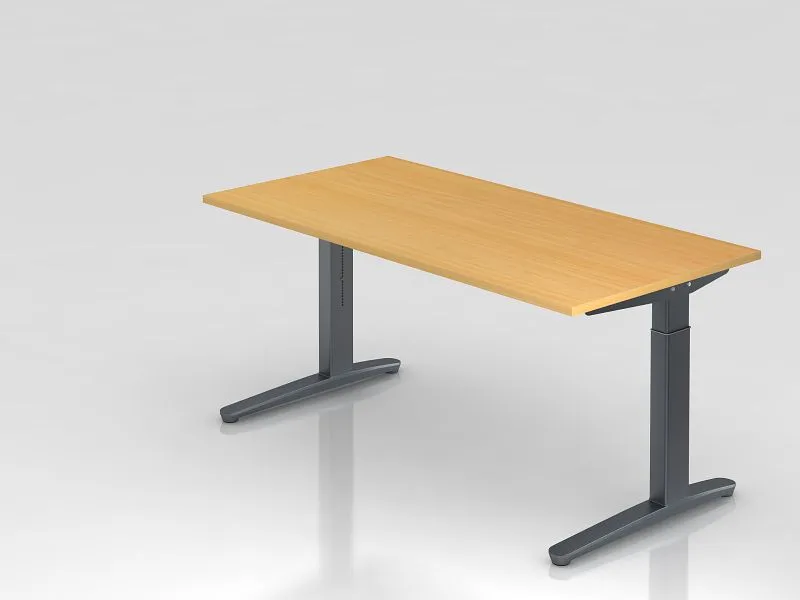 Bureau Hammerbacher pied C 160x80cm hêtre/graphite forme rectangulaire VXB16/6/GG se fournir à bas prix