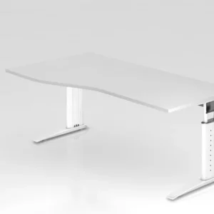Bureau Hammerbacher pied C 180x100/80cm blanc/blanc hauteur de travail 68-86 cm réglable VUS18/W/W obtenir à bas prix