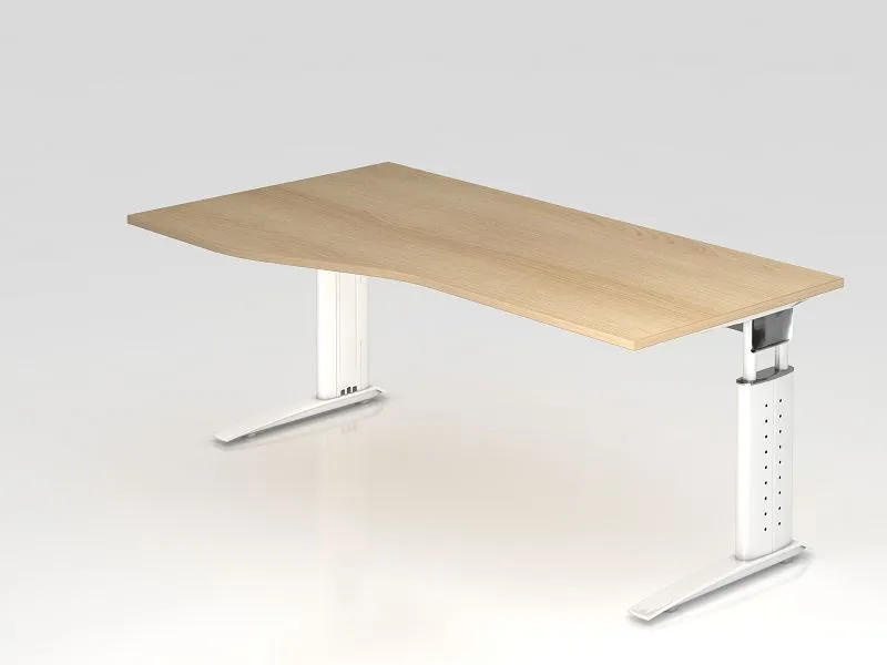 Bureau Hammerbacher pied C 180x100/80cm chêne/blanc hauteur de travail 68-86 cm réglable VUS18/E/W se fournir à bas prix p...