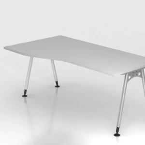 Bureau Hammerbacher pied 180x100/80cm gris forme libre montable à gauche ou à droite VAS18/5/S magasiner à bas prix pour A...