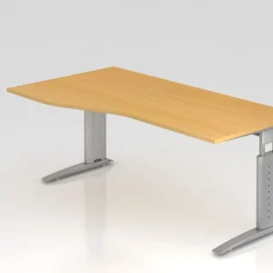 Bureau Hammerbacher pied C 180x100/80cm hêtre/argent hauteur de travail 68-86 cm réglable VUS18/6/S acquérir à bas prix