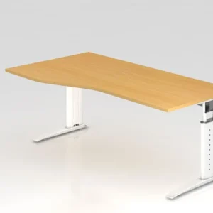Bureau Hammerbacher pied C 180x100/80cm hêtre/blanc hauteur de travail 68-86 cm réglable VUS18/6/W obtenir à bas prix