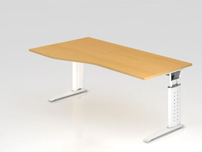 Bureau Hammerbacher pied C 180x100/80cm hêtre/blanc hauteur de travail 68-86 cm réglable VUS18/6/W obtenir à bas prix