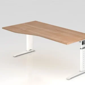 Bureau Hammerbacher pied C 180x100/80cm noyer/blanc hauteur de travail 68-86 cm réglable VUS18/N/W obtenir à bas prix