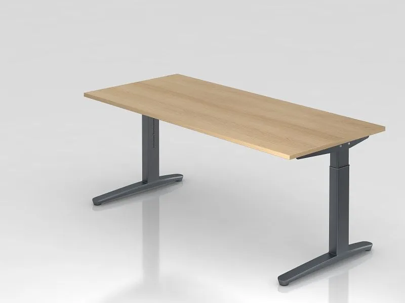 Bureau Hammerbacher pied C 180x80cm chêne/graphite forme rectangulaire VXB19/E/GG se fournir à bas prix