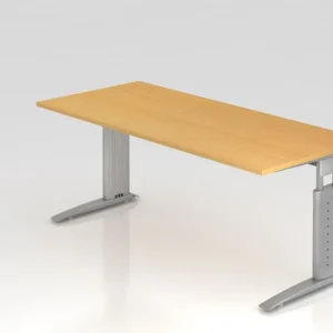 Bureau Hammerbacher pied C 180x80cm hêtre/argent hauteur de travail 68-86 cm réglable VUS19/6/S se procurer à bas prix