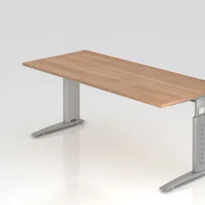 Bureau Hammerbacher pied C 180x80cm noyer/argent hauteur de travail 68-86 cm réglable VUS19/N/S prendre à bas prix