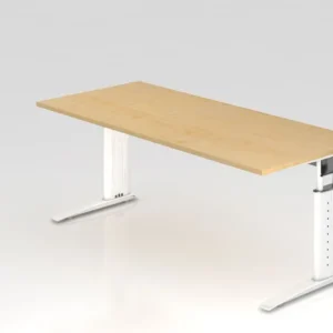 Bureau Hammerbacher pied C 180x80cm érable/blanc hauteur de travail 68-86 cm réglable VUS19/3/W choisir à bas prix
