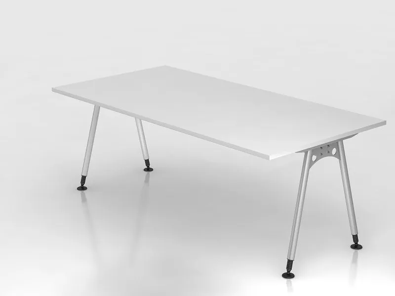 Bureau Hammerbacher pied 200x100cm blanc forme rectangulaire VAS2E/W/S obtenir à bas prix pour Anniversaire d'enfant