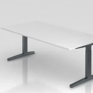 Bureau Hammerbacher pied C 200x100cm blanc/graphite forme rectangulaire VXB2E/W/GG choisir à bas prix pour Anniversaire d'...